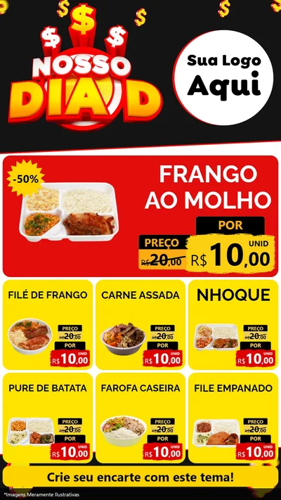Modelo de Rede Social para Stories com o tema Nosso Dia D para Restaurante