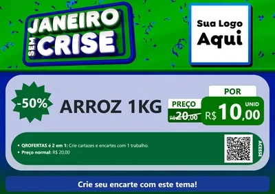 Modelo de Cartaz para Cartaz A4 Horizontal com o tema Janeiro Sem Crise para Supermercado