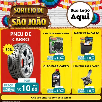Modelo de Rede Social para Feed Facebook com o tema Sorteio de São João para Auto peças