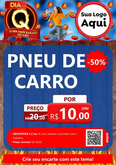Modelo de Cartaz para Cartaz A4 Vertical com o tema Dia Q - O Dia Mais Barato Do Mês para Auto peças