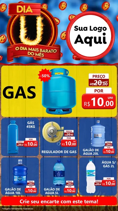Modelo de Rede Social para Stories com o tema Dia U - O Dia Mais Barato Do Mês para Água e gás