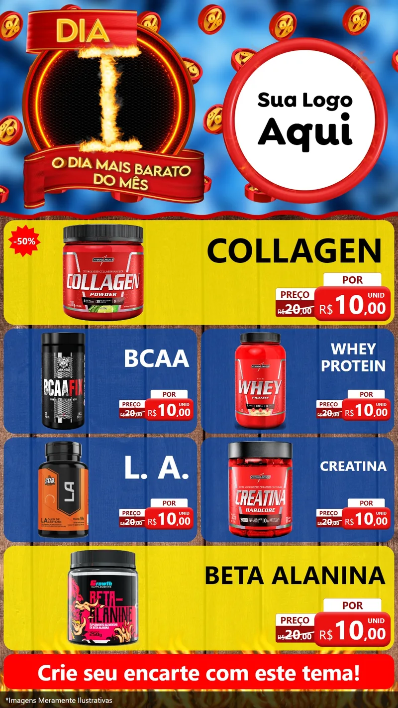 Modelo de TV para TV Vertical com o tema Dia I - O Dia Mais Barato Do Mês para Suplementos alimentares