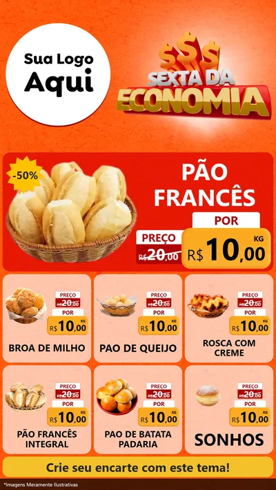 Modelo de Rede Social para Stories com o tema Sexta da Economia para Padaria