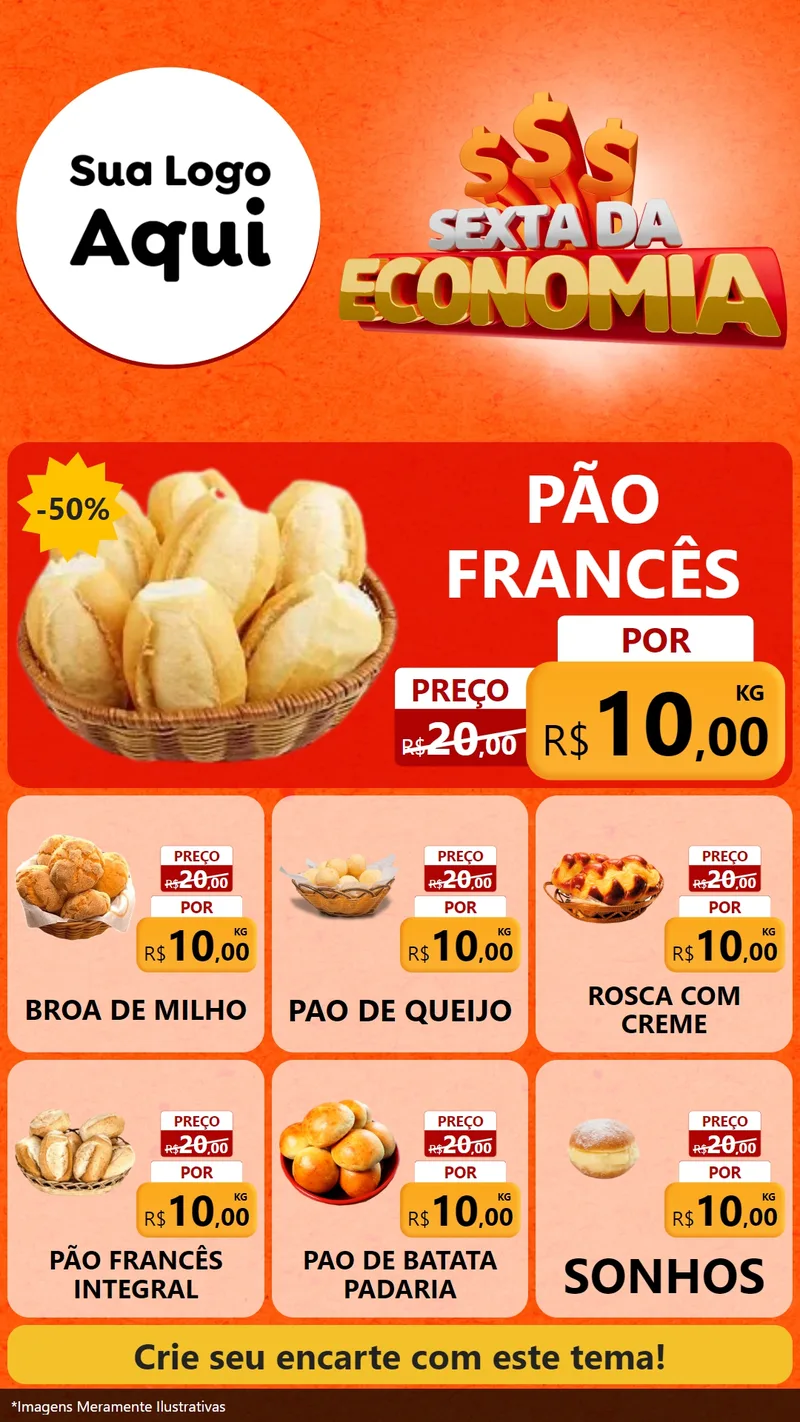 Modelo de Rede Social para Stories com o tema Sexta da Economia para Padaria