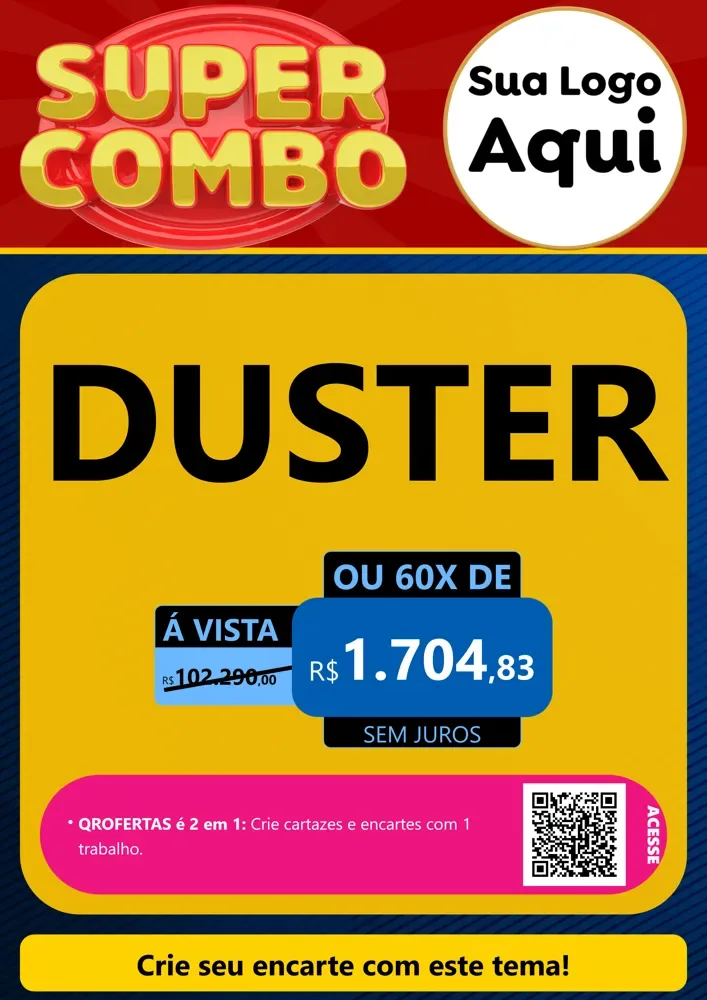 Modelo de Cartaz para Cartaz A4 Vertical com o tema Super Combo para Concessionaria de Carros
