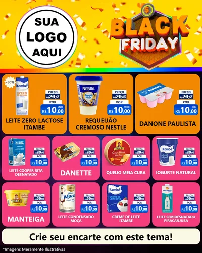 Modelo de Rede Social para Feed Instagram com o tema Black Friday para Frios e Laticínios