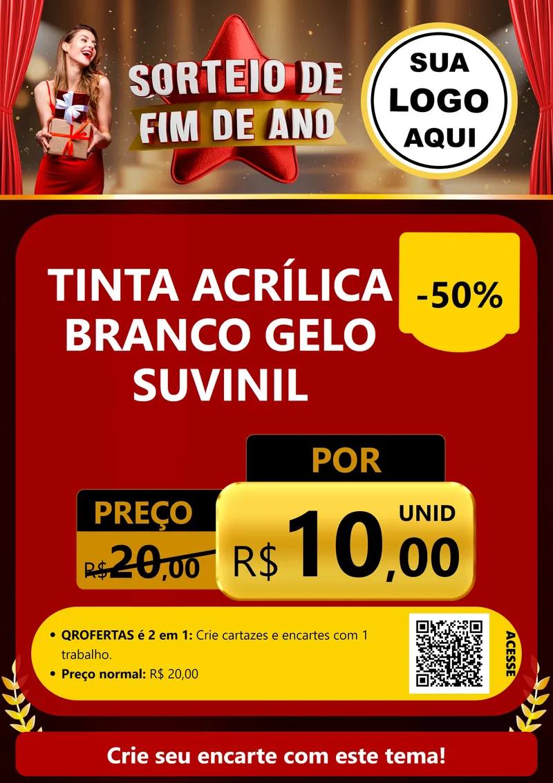 Modelo de Cartaz para Cartaz A4 Vertical com o tema Sorteio de Fim de Ano para Tintas e Ferramentas