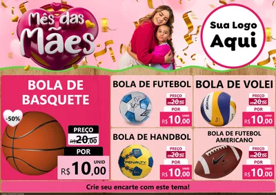 Modelo de Encarte para Encarte A4 Horizontal com o tema Mês das Mães para Artigos Esportivos
