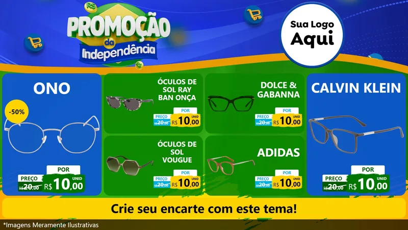Modelo de TV para TV Horizontal com o tema Promoção da Independência para Óticas