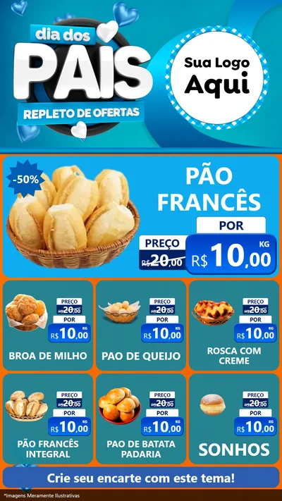 Modelo de Rede Social para Stories com o tema Dia Dos Pais Repleto de Ofertas para Padaria