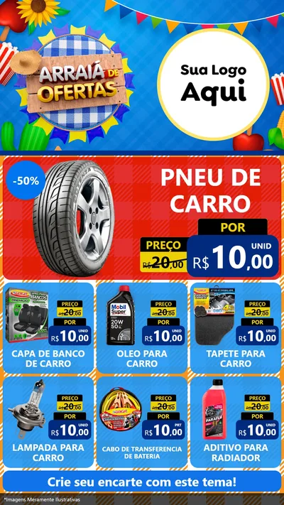 Modelo de Rede Social para Stories com o tema Arraiá de Ofertas para Auto peças