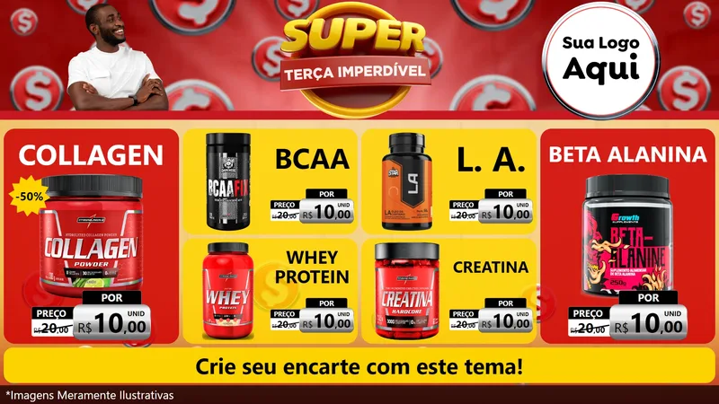 Modelo de TV para TV Horizontal com o tema Super Terça Imperdível para Suplementos alimentares