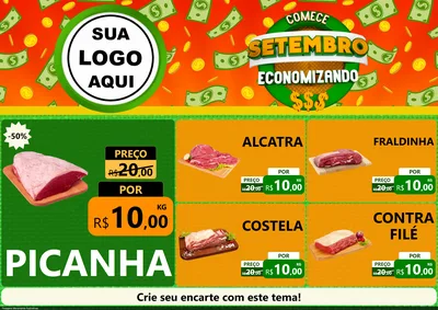 Modelo de Encarte para Encarte A4 Horizontal com o tema Comece Setembro Economizando para Açougue