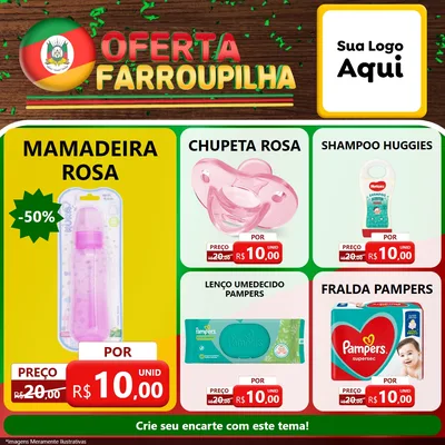 Modelo de Rede Social para Feed Facebook com o tema Oferta Farroupilha para Bebês