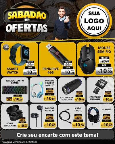 Modelo de Rede Social para Feed Instagram com o tema Sabadão de Ofertas para Informática