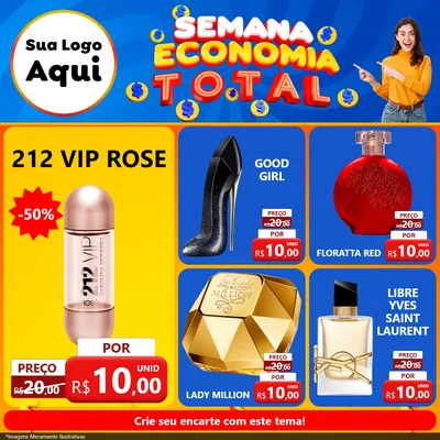 Modelo de Rede Social para Feed Facebook com o tema Semana Economia Total para Perfumes