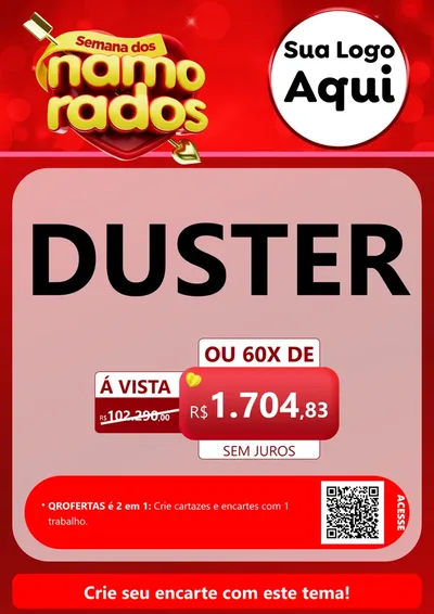 Modelo de Cartaz para Cartaz A4 Vertical com o tema Semana dos namorados para Concessionaria de Carros