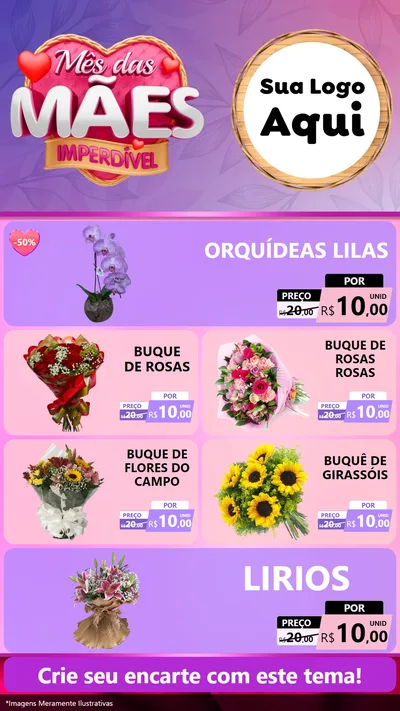 Modelo de TV para TV Vertical com o tema Mês das Mães Imperdível para Floricultura e jardim