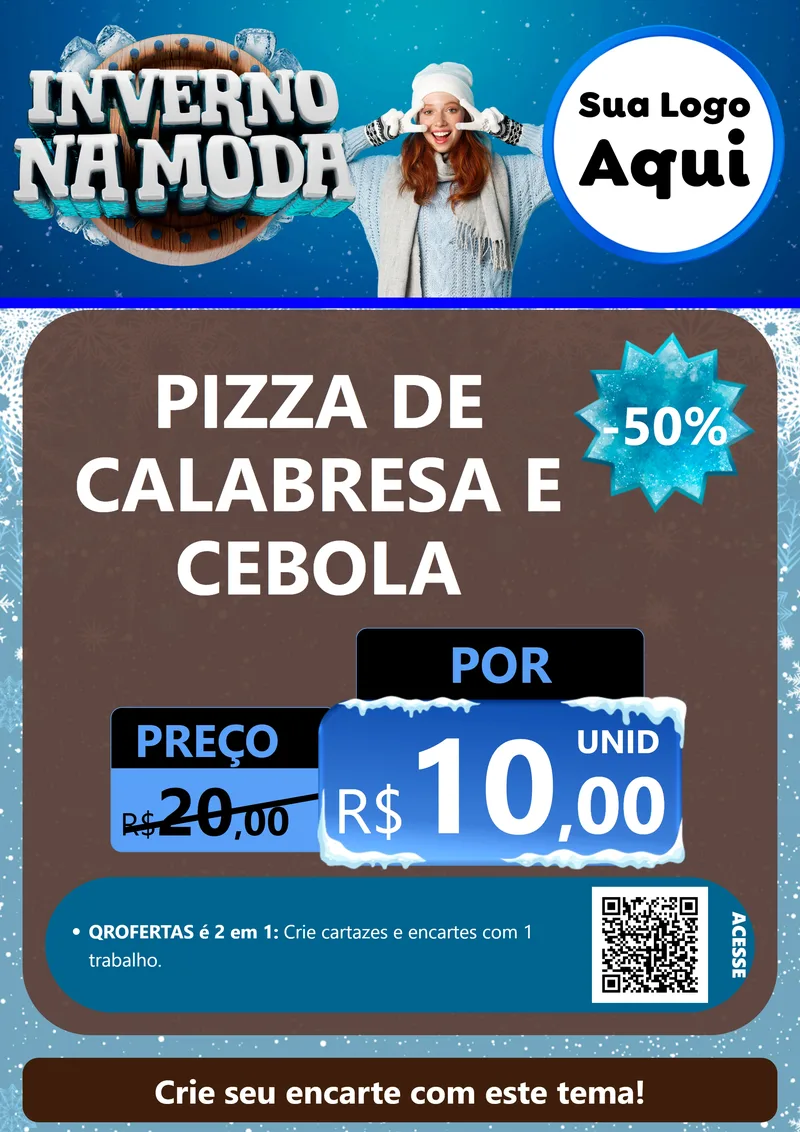 Modelo de Cartaz para Cartaz A4 Vertical com o tema Inverno na Moda para Pizzaria