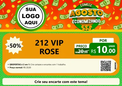 Modelo de Cartaz para Cartaz A4 Horizontal com o tema Comece Agosto Economizando para Perfumes