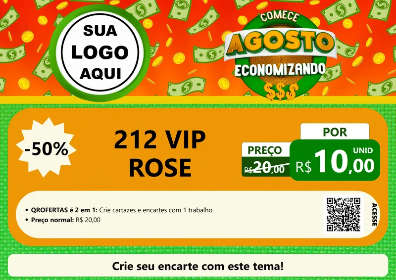 Modelo de Cartaz para Cartaz A4 Horizontal com o tema Comece Agosto Economizando para Perfumes