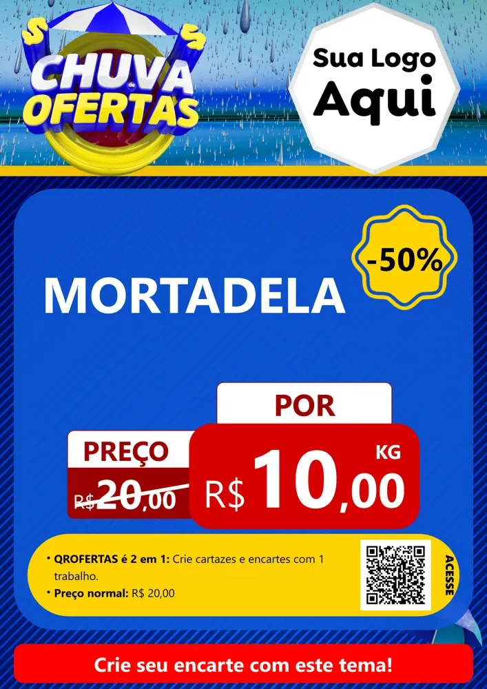 Modelo de Cartaz para Cartaz A4 Vertical com o tema Chuva de Ofertas para Frios e Laticínios