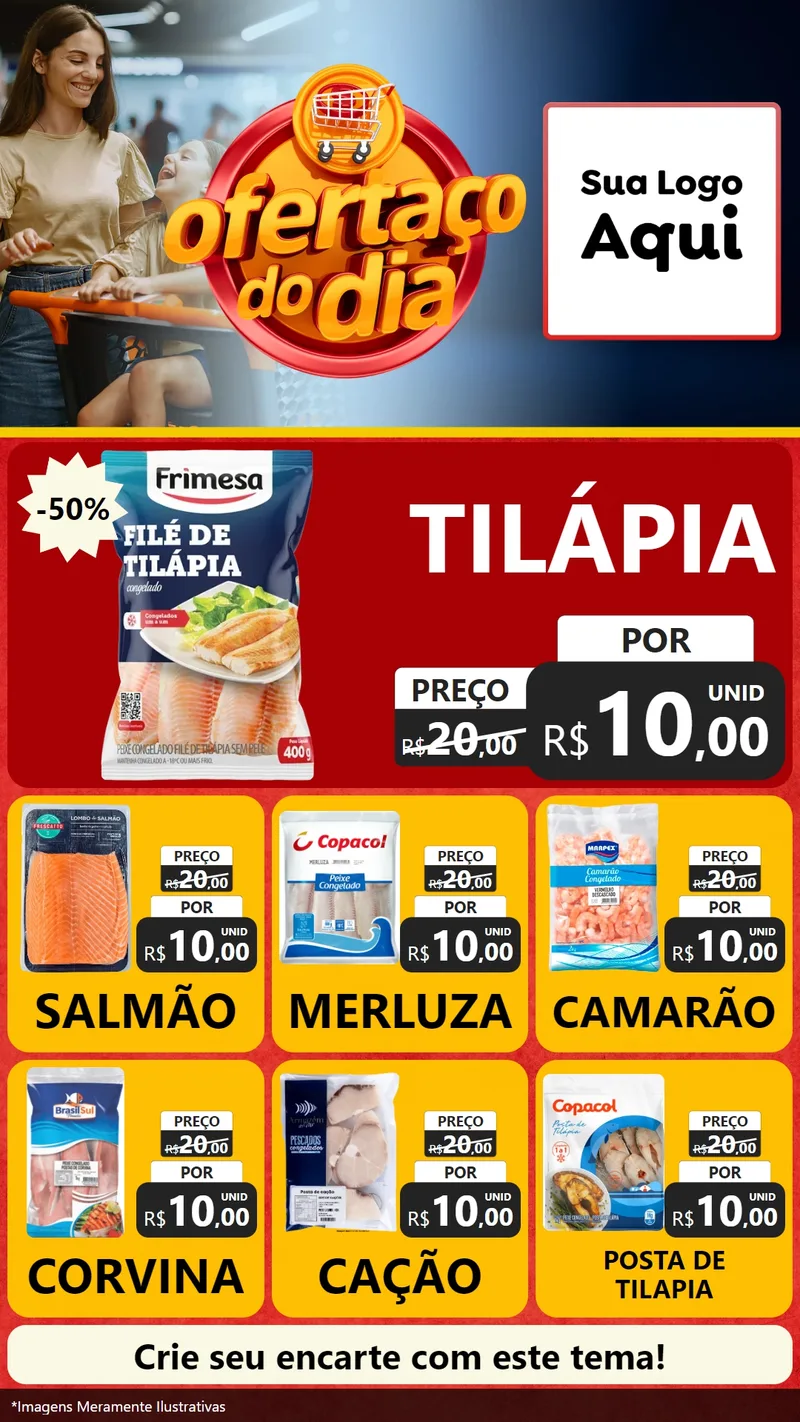Modelo de Rede Social para Stories com o tema Ofertaço Do Dia para Peixaria