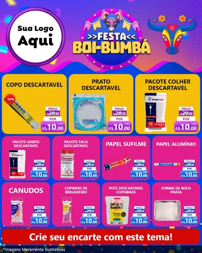 Modelo de Rede Social para Feed Instagram com o tema Festa Boi-Bumbá para Embalagens