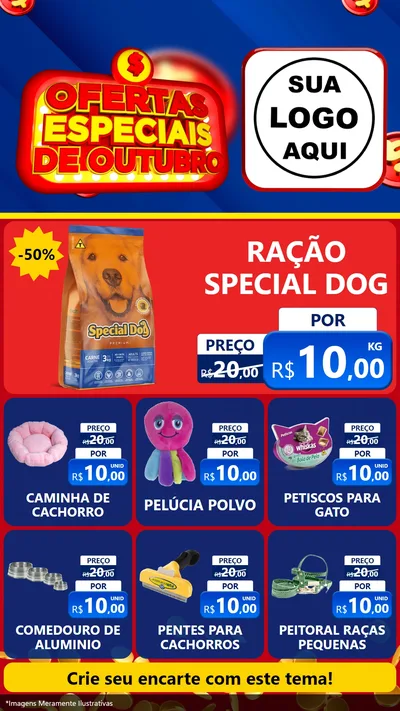Modelo de Rede Social para Stories com o tema Ofertas Especiais de Outubro para Pet Shop
