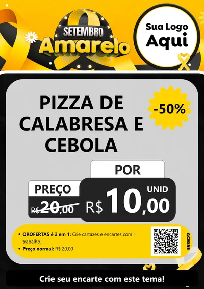 Modelo de Cartaz para Cartaz A4 Vertical com o tema Setembro Amarelo para Pizzaria