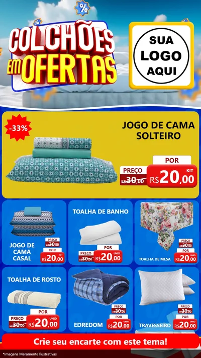Modelo de Rede Social para Stories com o tema Colchões Em Ofertas para Cama, Mesa e Banho
