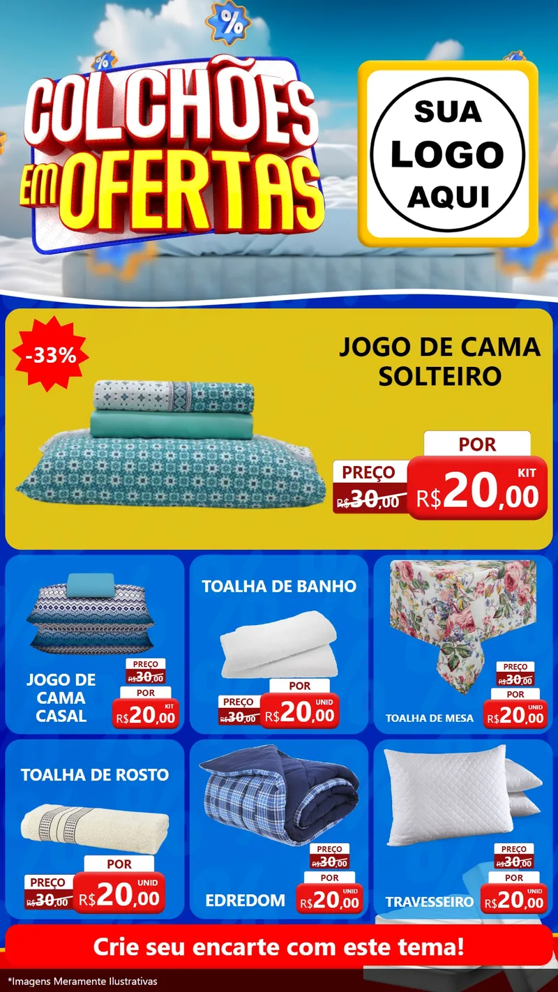 Modelo de Rede Social para Stories com o tema Colchões Em Ofertas para Cama, Mesa e Banho