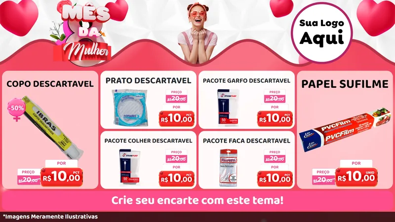 Modelo de TV para TV Horizontal com o tema Mês da Mulher para Embalagens