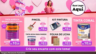 Modelo de TV para TV Horizontal com o tema Dia da Mulher para Tintas e Ferramentas