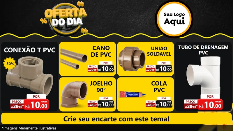 Modelo de TV para TV Horizontal com o tema Oferta Do Dia para Tubos e conexões