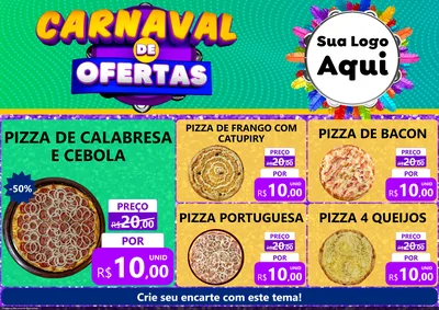 Modelo de Encarte para Encarte A4 Horizontal com o tema Carnaval de Ofertas para Pizzaria