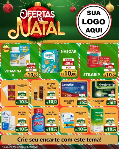 Modelo de Rede Social para Feed Instagram com o tema Ofertas de Natal para Farmácia