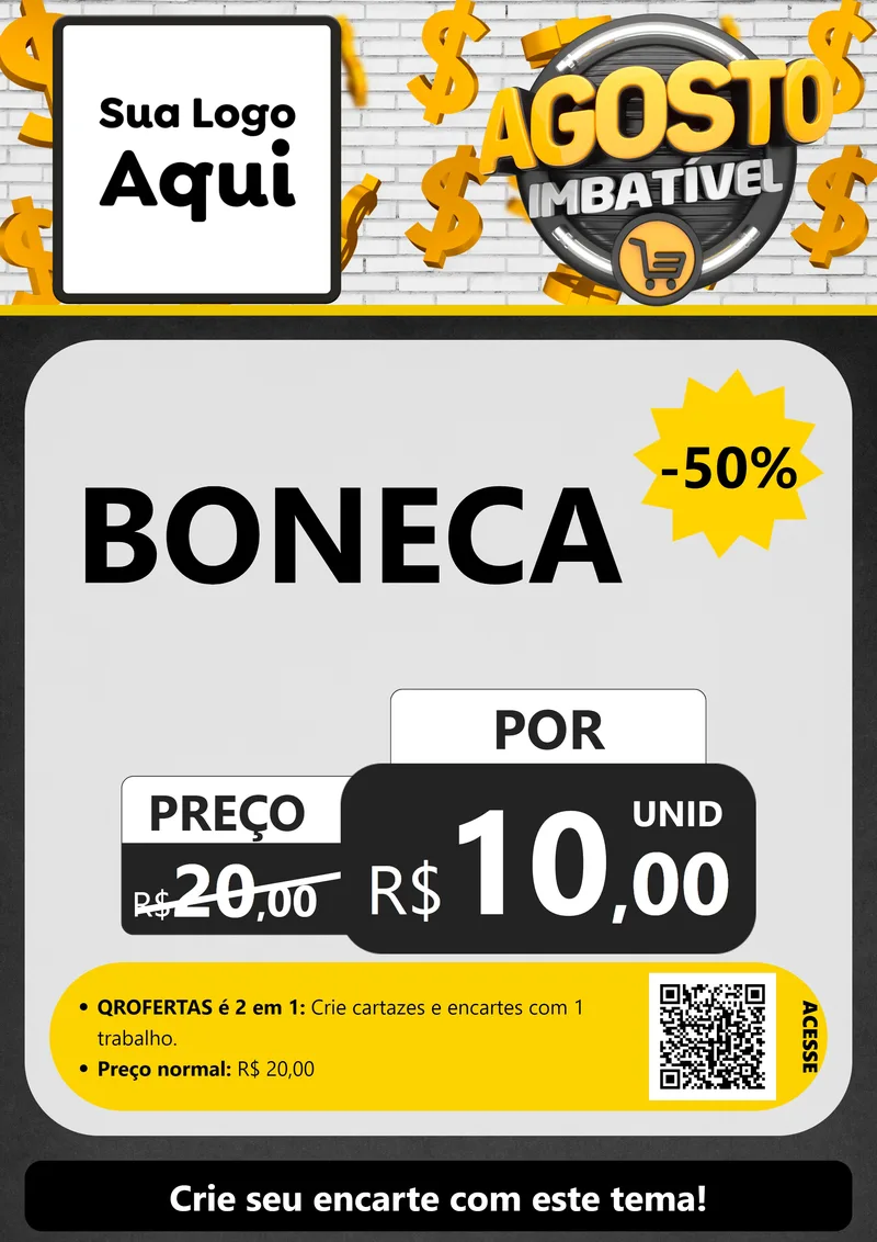 Modelo de Cartaz para Cartaz A4 Vertical com o tema Agosto imbatível para Brinquedos