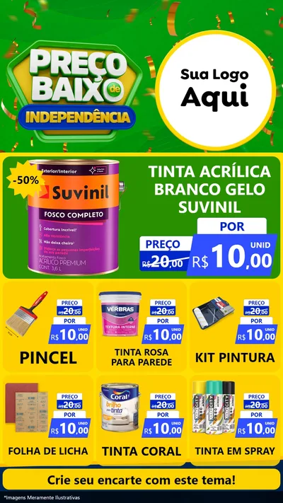 Modelo de Rede Social para Stories com o tema Preço Baixo de Independência para Tintas e Ferramentas