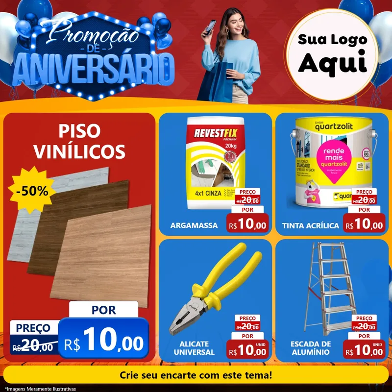 Modelo de Rede Social para Feed Facebook com o tema Promoção de Aniversário para Material para Construção