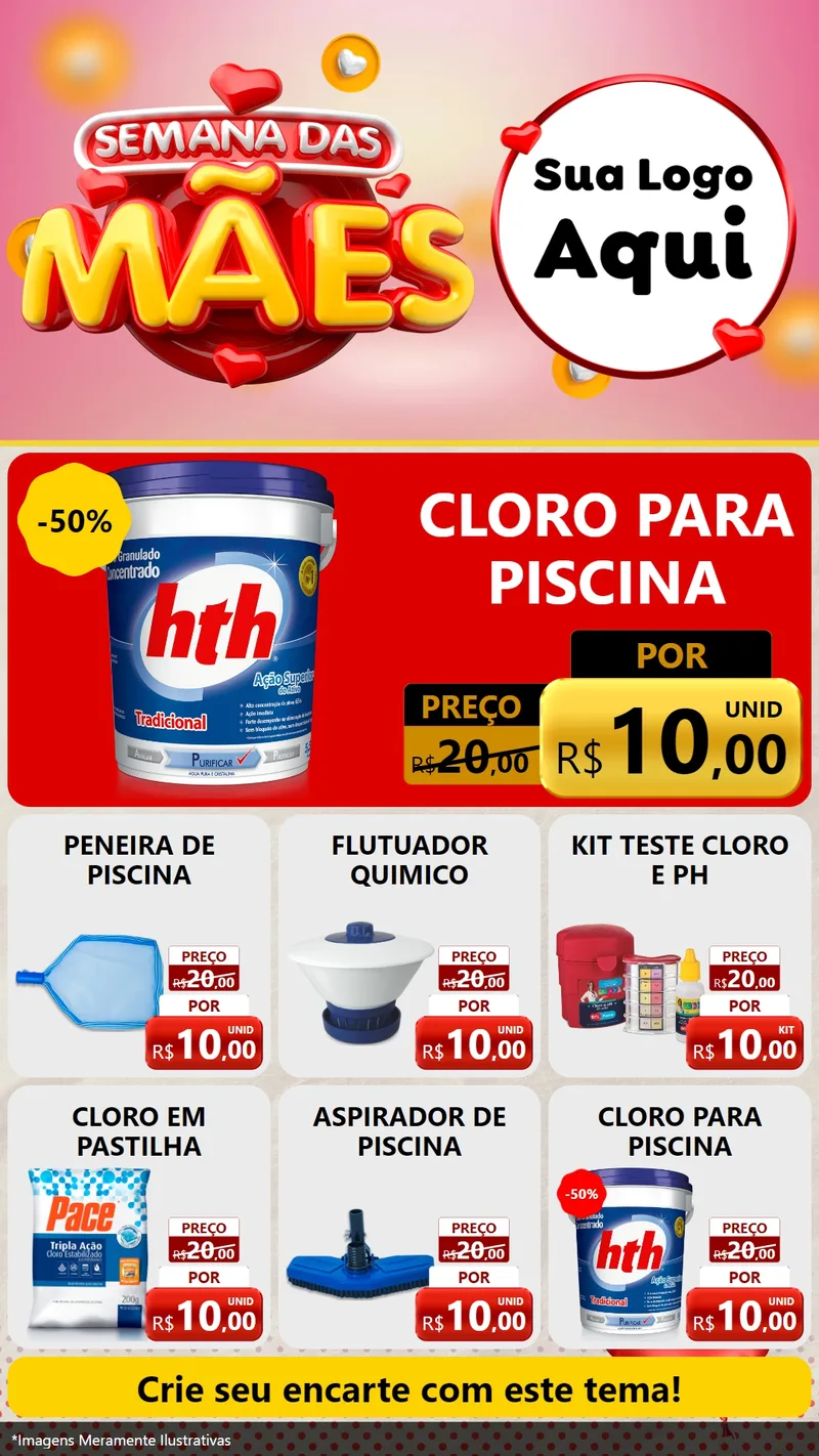 Modelo de Rede Social para Stories com o tema Semana das Mães para Produtos para Piscina
