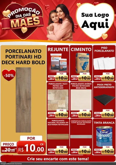 Modelo de Encarte para Encarte A4 Vertical com o tema Promoção Dia das Mães para Pisos e revestimentos