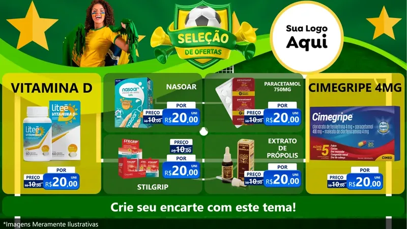 Modelo de TV para TV Horizontal com o tema Seleção de Ofertas - Copa para Farmácia