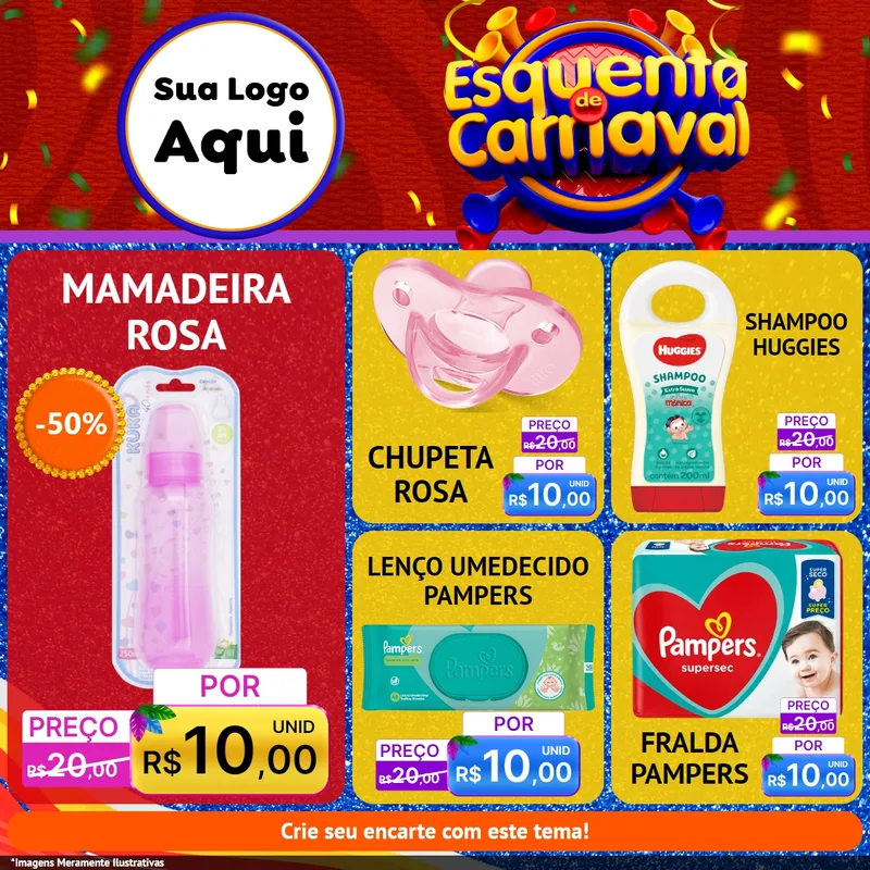 Modelo de Rede Social para Feed Facebook com o tema Esquenta de Carnaval para Bebês