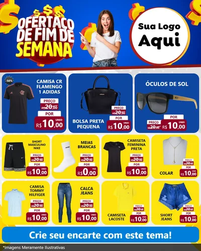 Modelo de Rede Social para Feed Instagram com o tema Ofertaço de Fim de Semana para Roupas e acessórios