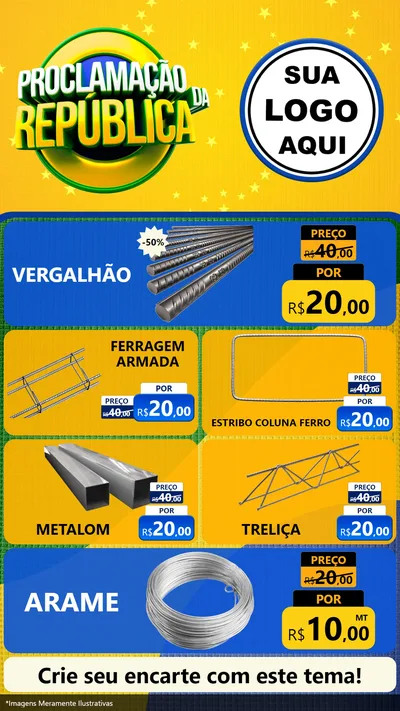 Modelo de TV para TV Vertical com o tema Proclamação da República para Ferragens