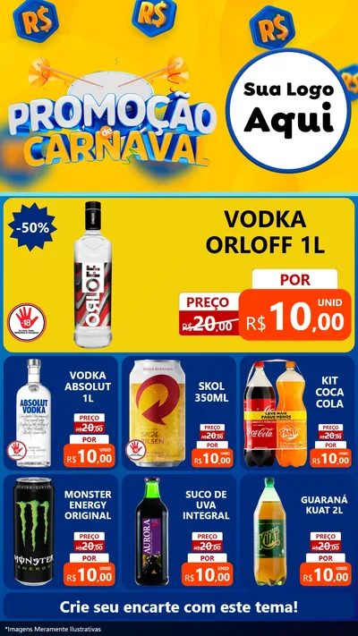 Modelo de Rede Social para Stories com o tema Promoção de Carnaval para Distribuidora de bebidas