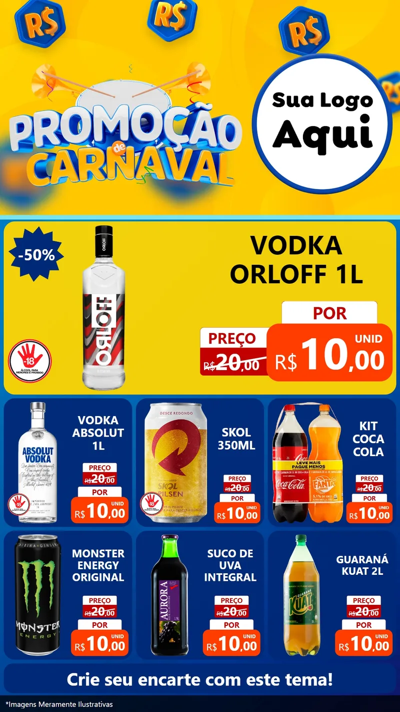 Modelo de Rede Social para Stories com o tema Promoção de Carnaval para Distribuidora de bebidas