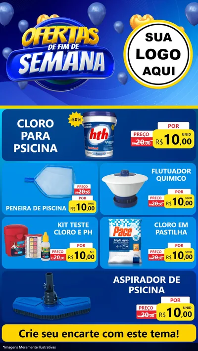 Modelo de TV para TV Vertical com o tema Ofertas de Fim de Semana para Produtos para Piscina