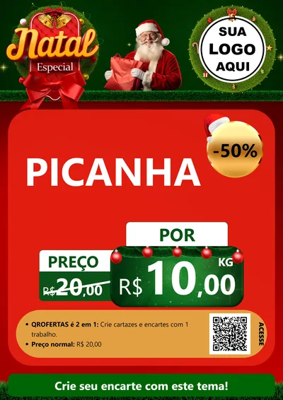 Modelo de Cartaz para Cartaz A4 Vertical com o tema Natal Especial para Açougue